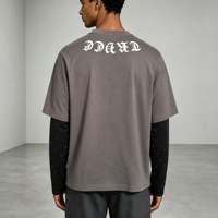 T-shirt vintage personnalisé en deux parties avec strass, 100% coton biologique, impression sérigraphique, t-shirt ample style streetwear