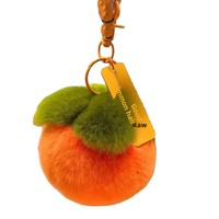 Porte-clés en peluche fait main style fourrure de lapin, motif 'Les Bonnes Choses Arrivent', forme de kaki porte-bonheur pour sac à dos femme