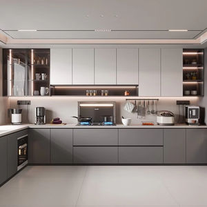 Mutfak su geçirmez yanmaz ev mobilya Modern ev için ayakta serbest duran Metal paslanmaz çelik tam mutfak dolabı mutfak - Product Image 1