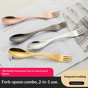 ヘンリー 2-in-1 ステンレス製スポーク、携帯用トラベルスプーンフォークセット（ランチやテイクアウト用） - Product Image 3