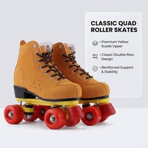 Patins à roulettes quad pour adultes en cuir suédé, double rangée, quatre roues en PU, chaussures de patinage récréatives d'extérieur Ruidongle - Product Image 3
