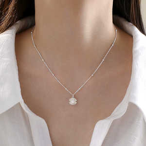 WENCHI Delicate Design Ladies Natural <b>Pearl</b> <b>Necklace</b> S925 <b>Sterling</b> <b>Silver</b> Shell 450g - Product Image 1