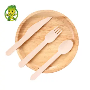 Wooden Disposable Biodegradable Wooden Cutlery Spoon Fork Knife Compostable Biodegradable Disposable Tableware