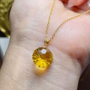 Collar con colgante de solitario de citrino Natural personalizado INS S925 plata 12mm joyería de piedras preciosas de corte milenario especial para regalo - Product Image 5