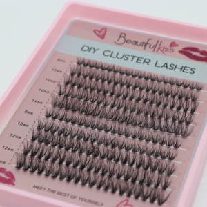 Extensions de <span class=keywords><strong>cils</strong></span> <span class=keywords><strong>individuels</strong></span> DIY en grappe, style croisé naturel, en fibres PBT douces, à presser - Product Image 3