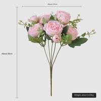 Karangan Bunga Peony Buatan Tangan 5 Tangkai 30cm Bunga Kecil Warna Pink Dekorasi Modern Rumah Pernikahan Komersial DIY Rangkaian Bunga