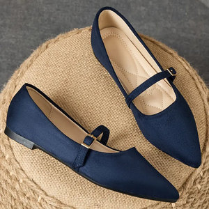 Élégantes Ballerines <span class=keywords><strong>Bleu</strong></span> <span class=keywords><strong>Marine</strong></span> à Bout Pointu et à Enfiler, Tige en Tissu Doux, Doublure Synthétique, Confortables Toute Saison pour Femme - Product Image 5