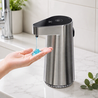 Distributeur de savon automatique commercial mural en acier inoxydable avec capteur sans contact, alimentation par piles et USB pour bureau, hôtel et usage domestique