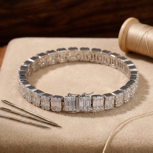 Lab Grown Diamond Tennis Bracelet Emerald Cut 18K Gold Plated IGI Certified Hip Hop Unisex Party Wedding Anniversary <b>Gift</b> - Product Image 3