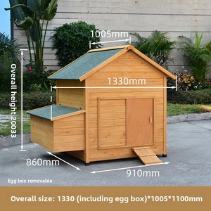 לול תרנגולות מלבני מעץ מלא, עמיד בפני גשם ושמש, לבית חיות חיצוני לחצרות, מרפסות וחוות - Product Image 6