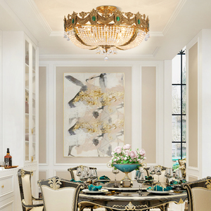 Châu Âu Brass Phòng Khách Phòng Ăn Đơn Giản Hiện Đại Đèn Trần Thả Pha Lê Đồng Ánh Sáng Trần - Product Image 4