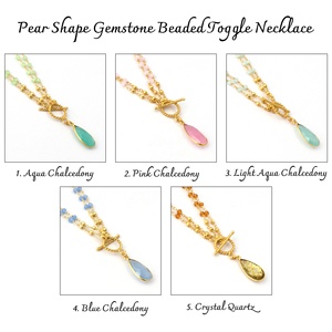 Collier classique en calcédoine dorée avec chaîne à maillons et pendentif rond pour les cadeaux de mariage, d'anniversaire ou de la Saint-Valentin - Product Image 2