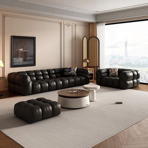 Bán buôn màu đen ghế chính hãng da bò da <span class=keywords><strong>sofa</strong></span> Set ý <span class=keywords><strong>sofa</strong></span> sang trọng cho phòng khách - Product Image 3