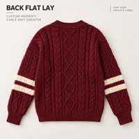 Pull personnalisé pour femme à col rond en tricot torsadé à manches longues rayées pour tenue décontractée d'hiver