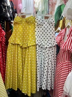 OUDINA Vente en gros Usine Robes longues élégantes vintage à pois sans bretelles coupe trapèze grandes tailles pour femmes