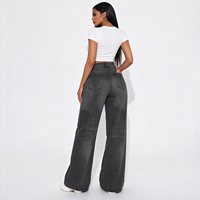 Jean en denim riveté à poches, taille haute, pour femme, idéal pour les soirées en boîte de nuit en ville
