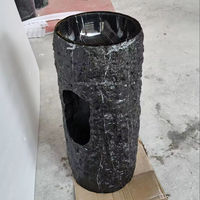 Lavabo sur pied rond en marbre noir Marquina à surface naturelle, fabrication directe d'usine, taille personnalisée pour la décoration de salle de bain d'hôtel et de villa