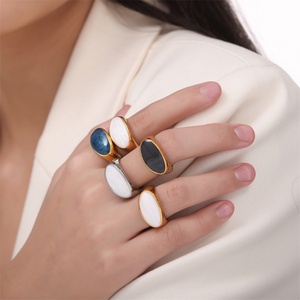 Elegant Jewelry <b>Ring</b> Minimalist Gold Plated Stainless Steel Gemstone Charm <b>Finger</b> <b>Rings</b> for Women - Product Image 2
