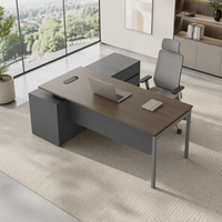 Scrivania Direzionale Moderna a L per Ufficio, Tavolo Commerciale per Manager, Arredamento Angolare per Ufficio con Sistema di Gestione Cavi