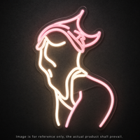 Lampe Murale LED Néon Silhouette Diablese Élégante avec Cornes de Diable pour Bar, Chambre, Fête, Publicité, Décoration Multi-usages