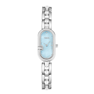 Montre-bracelet à chaîne ovale avec perle, design élégant, pour femme, montre à quartz tendance - Product Image 2