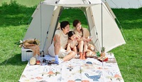 Tente de camping hexagonale spacieuse à ouverture rapide en 3 secondes, hexagonale, résistante au vent et à la pluie, équipement de camping familial, tissu Oxford pour 5-6 personnes