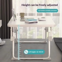 Bureau de lit pliable, table réglable pour ordinateur portable, support portable pour ordinateur portable pour la maison, le bureau et les études, avec réglage de la hauteur, blanc nacré