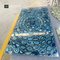 Dalles d'agate bleue du Brésil sur mesure OEM à faible MOQ, certifiées CE, FOB Chine, pour l'exportation