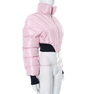 Abrigo Acolchado Corto de Invierno con Cuello Alto, Grueso y Cálido, Color Caramelo, Estilo Burbuja, a la Moda - Product Image 4