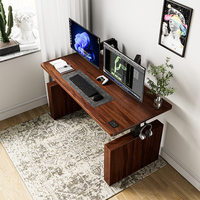 Bureau modulaire moderne en bois massif à double moteur avec bureau debout électrique réglable en hauteur