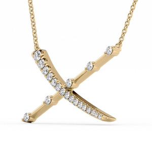 0.35ct Kim Cương Tự Nhiên Wedding X Vòng Cổ Rắn 14K Vàng Vàng Trang Sức - Product Image 4