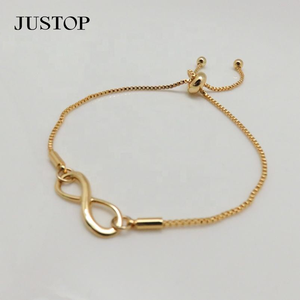 Wholesale Stainless Steel 18K <b>Gold</b> Plated Trendy Women's Geometric <b>Infinity</b> Charm <b>Bracelet</b> Pendant Classic Lucky Number 8 - Product Image 6