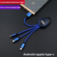 Usine 14CM MINI 3-en-1 porte-clés câble de charge avec lumière LED et veste en PVC compatible avec Android pour les téléphones Apple Type C
