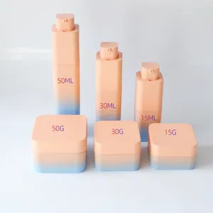 Contenants cosmétiques Pot de crème PMMA Paille de blé Emballage cosmétique Plastique acrylique Usine Vente en gros Carré de luxe 15g 30g 50g