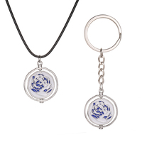 Collier ZRM Vintage Cartoon Anime LOL Two Cities Battle 2 avec chaîne en soie dorée et pendentif rotatif rose bleu