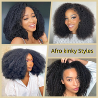 Cheveux humains noirs naturels de qualité supérieure, vente en gros, cheveux afro crépus bouclés brésiliens Remy, cheveux en vrac de 16 pouces