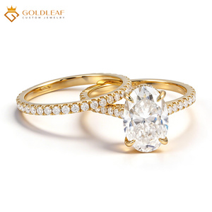 Anillos de Pareja de Moissanita con Corte Ovalado Chapados en Oro de 10K Goldleaf Luxury, Anillos de Compromiso y Boda con Engaste de Garras, Certificados y a la Moda - Product Image 1