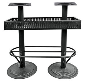 Base de Mesa de Bar de Metal Doble con Cesta de Almacenamiento y Jardinera, Diseño de Crisantemo en Hierro Fundido, Muebles de Restaurante Duraderos y Modernos - Product Image 4