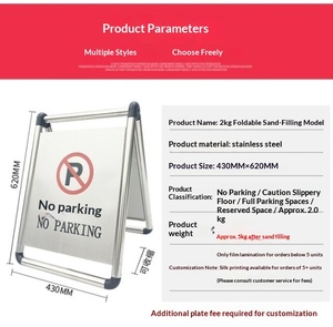 Señal <span class=keywords><strong>de</strong></span> Advertencia Reflectante <span class=keywords><strong>de</strong></span> Acero Inoxidable Tipo A para Metro, Hotel, Escuela, Centro Comercial, Estacionamiento, Plegable, Rellenable con Arena, Precaución - Product Image 4