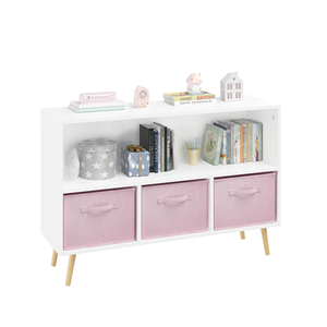 Organiseur de rangement pour enfants en bois <span class=keywords><strong>à</strong></span> 3 tiroirs avec bacs en tissu pliables, <span class=keywords><strong>bibliothèque</strong></span> et <span class=keywords><strong>coffre</strong></span> <span class=keywords><strong>à</strong></span> jouets pour salle de jeux - Product Image 2