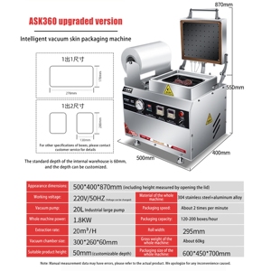 Machine d'emballage sous vide électrique automatique pour aliments cuits, sandwichs, saucisses, steaks - Emballage en boîte et en feuille d'aluminium - Product Image 6