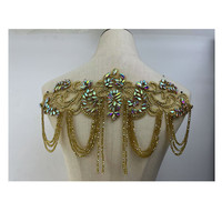 Applique florale 3D perlée de haute qualité avec pompon et strass lourds scintillants pour panneau de corsage, accessoires de décoration de robe de luxe DIY