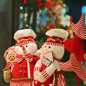 Zaves 14 \ "Mignon Article De Noël Debout Père Noël Bonhomme De Neige Granny Claus Chef Élément Corne Rouge Blanc Rayures Artisanat Usine - Product Image 5