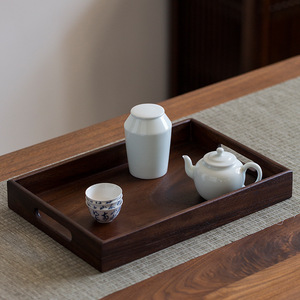 Walnut Wood Rectangular <b>Tea</b> <b>Tray</b> Solid Wood Custom Made Chinese Style Serving <b>Tray</b> - Product Image 4