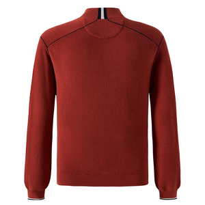 Pull en maille pour homme, design classique, col zippé, logo personnalisé, GOTS, manches longues, en coton pur - Product Image 3