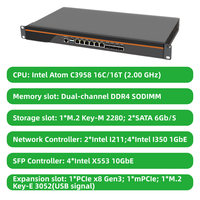 BKHD OEM 1U Intel ATOM C3958 16 Core 6*Giga NIC 4*10G Sfp+ Komputer Terintegrasi Virtual Router Server X86 DDR4 M.2 Gateway