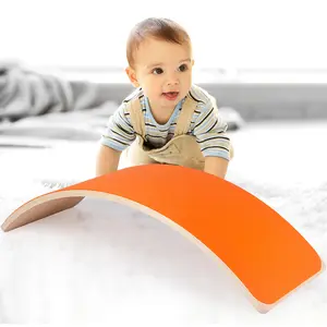 益智游戏玩具开放式儿童幼儿天然木质曲线平衡板摇杆儿童成人木板