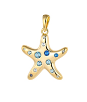 Parure de bijoux ZG tendance en laiton doré avec pendentif étoile de mer personnalisé et boucles d'oreilles pendantes pour femme