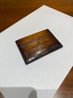 Dompet Kartu Kulit dengan Pewarnaan Vintage Buatan Tangan, Kulit Sapi Kecil Impor, Dilengkapi Cetakan Scritto dan Tas Kartu Retro