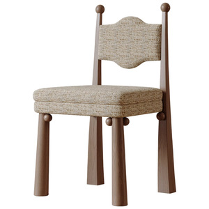 Sedia da Pranzo in Legno Massello Stile Francese Nordico Vintage con Schienale Imbottito - Arredamento Casa - Product Image 1